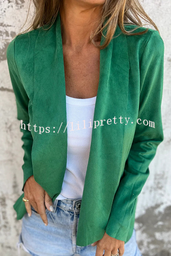 Solid Color Suede Lapel Long Sleeve Loose Coat