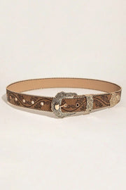 Distressed Embossed Western Vintage Denim Belt