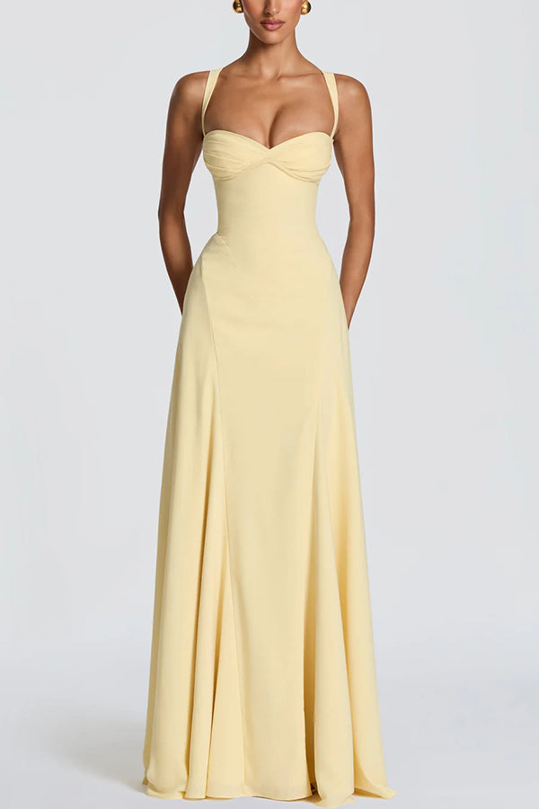 chiffon sweetheart maxi dress Irie Chiffon Sweetheart Neck Adjustable Straps Back Lace-up Maxi Dress –  lilipretty