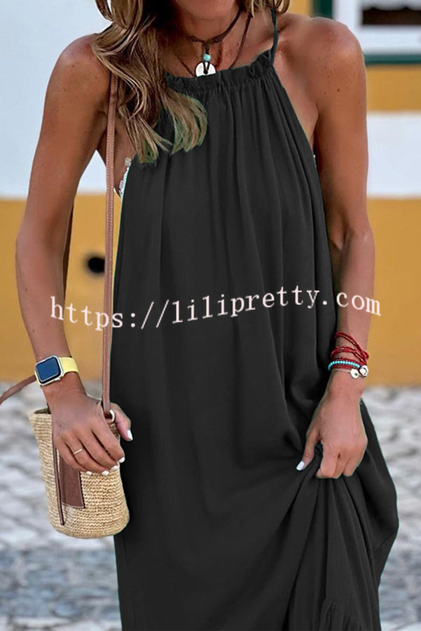 Lilipretty Summer Colors Elastic Neckline A-line Loose Maxi Dress