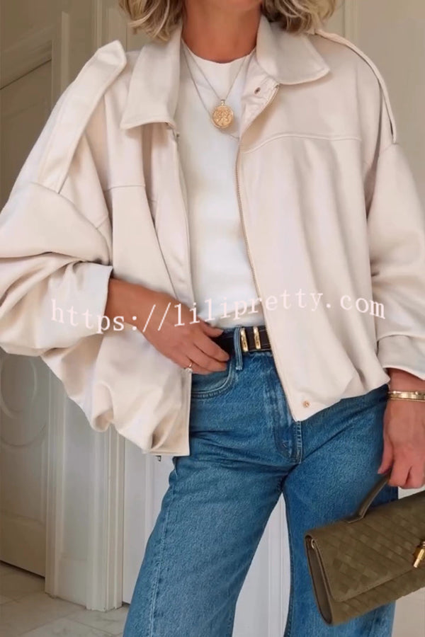 Fashion Lapel Long-sleeved Casual Bomber Jacket