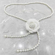 Elegant Camellia Pearl Waist Necklace