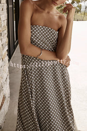 Kesia Printed Off Shoulder Strapless A-line Maxi Dress