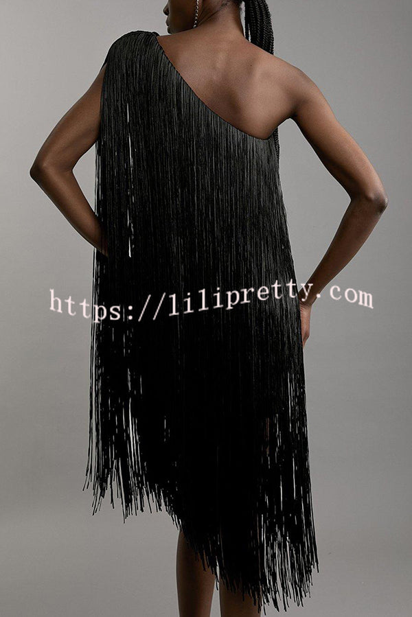 Fashion One-shoulder Slim-fit Elegant Tassel Mini Dress
