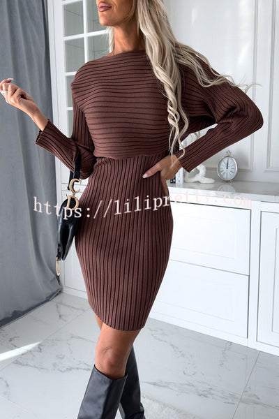 Lilipretty Striped Long Sleeved Top and Strappy Mini Dress Set