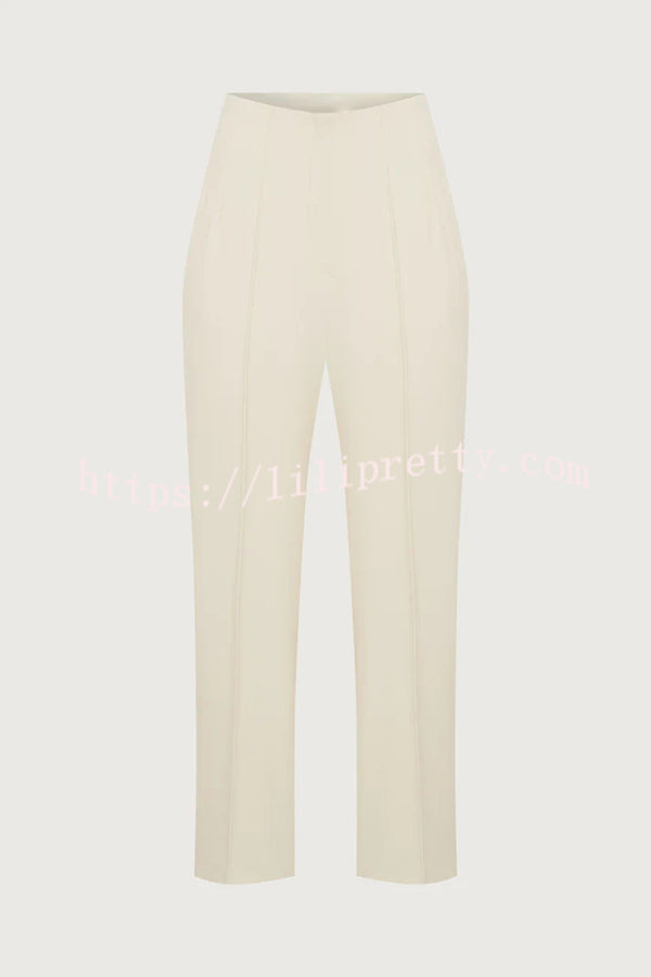 Exquisite and Fashionable High Waist Pocketed Straight Leg Pencil Pants