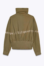 Fashionable High-neck Long-sleeved Zippered Simple Jacket