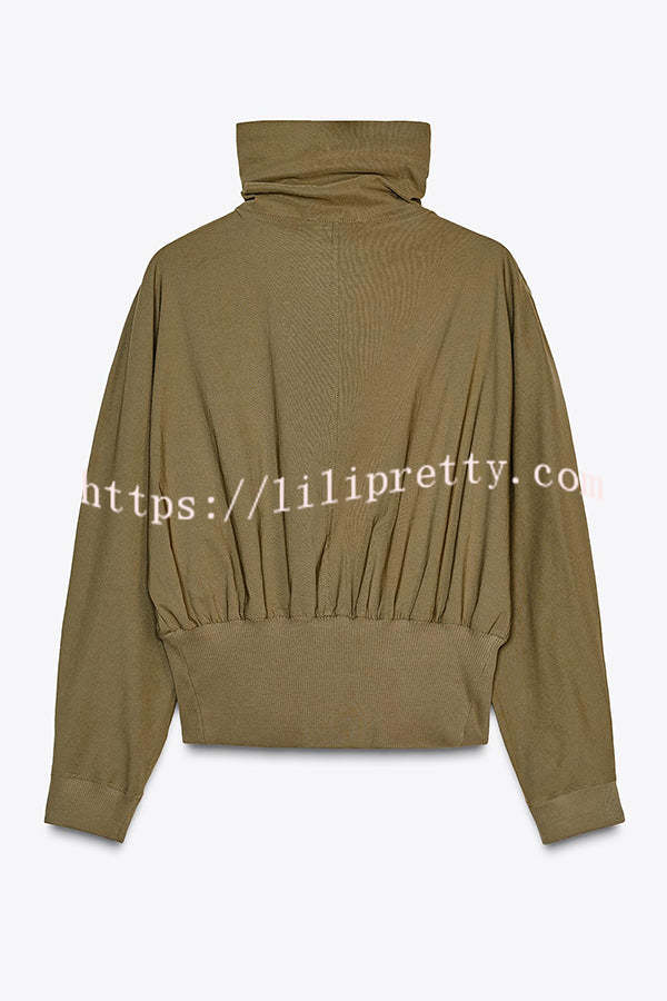 Fashionable High-neck Long-sleeved Zippered Simple Jacket