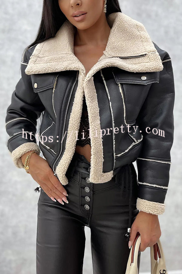 Stylish Lambswool Short Zipped Biker Jacket