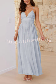 Solid Color Sexy Suspender Backless Lace-up Slim Maxi Dress