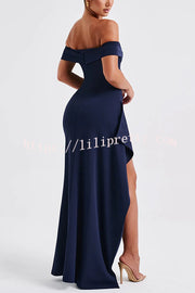 Sexy Lady Off Shoulder High Slit Maxi Dress