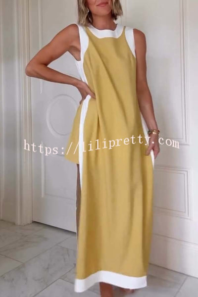 Ellie Contrast Color Sleeveless Midi Top and Elastic Waist Pocket Shorts Set