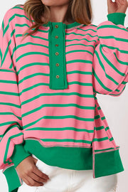 Fashion Striped Print Loose Casual Long-sleeved Top