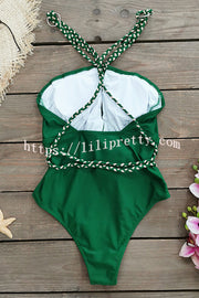 Sexy V-neck Cross-tie Elastic One-piece Swimsuit