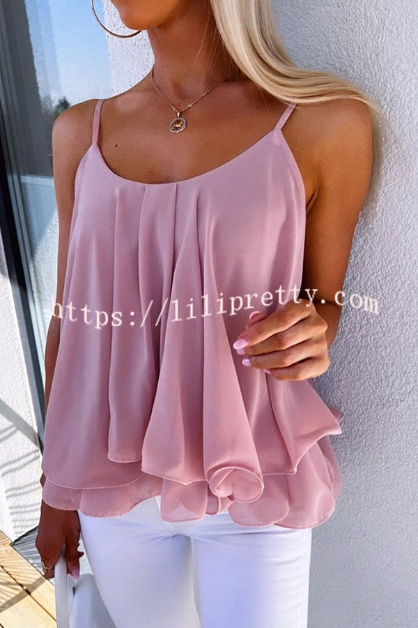 Lilipretty Romance Factor Ruffle Hem Flowy Cami Top