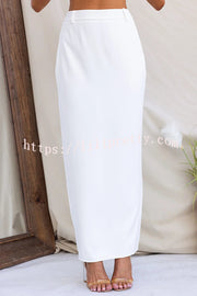 Julien Button Up Adjustable Halter Tank and High Rise Pencil Slit Maxi Skirt Set
