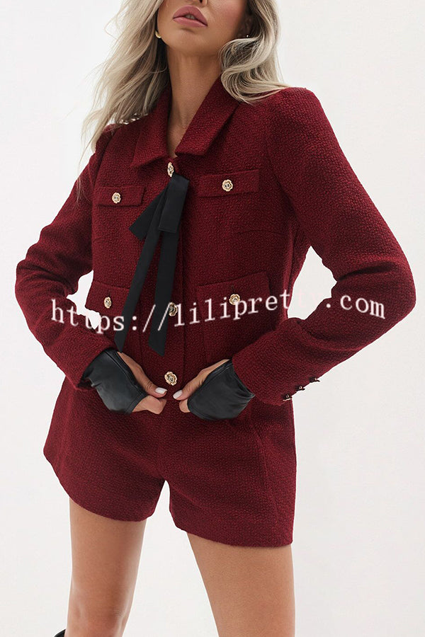 Sweet Dreams Tweed High Rise Pocket Wide Leg Mini Shorts