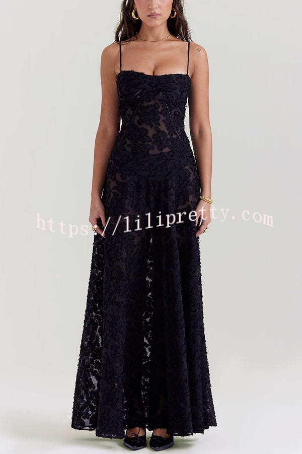 Fashion Sexy Suspenders See-through Holiday Slim Maxi Dress