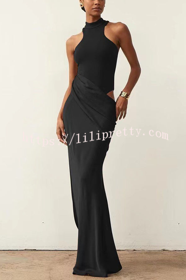 Sexy Sleeveless Slim Waist Hollow Out Maxi Dress