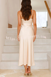Satin Solid Color Elegant Sling Waist Open Back Maxi Dress