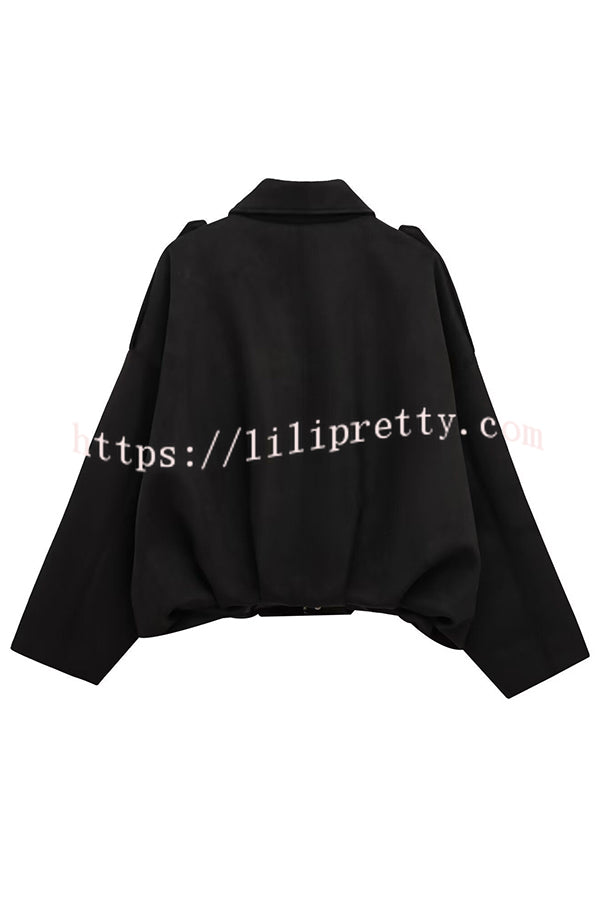 Fashion Lapel Long-sleeved Casual Bomber Jacket