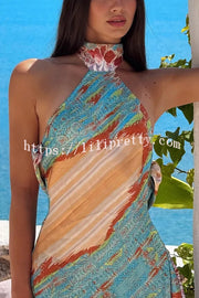 Unique Print Sexy Open Back Lace-Up Holiday Mini Dress