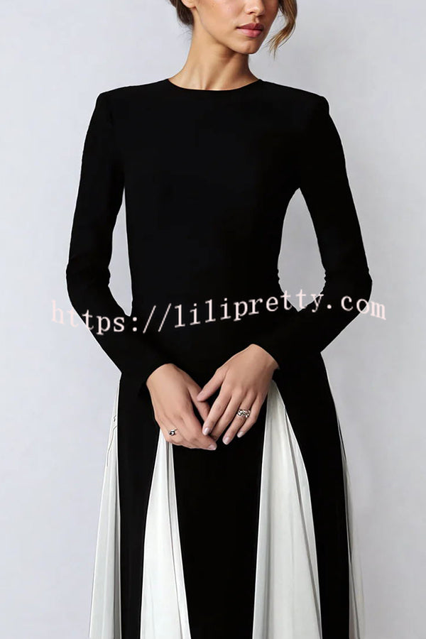 Getting Glam and Elegant Panelled Tulle Long Sleeve A-line Maxi Dress