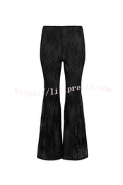 Feel Confident and Sexy Lace Elastic Waist Fishtail Hem Stretch Pants