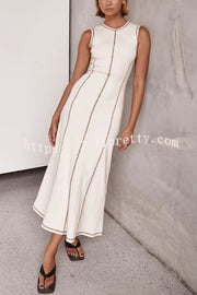 Balance Beauty and Comfort Ribbed Contrast Detail Stretch Maxi Dress