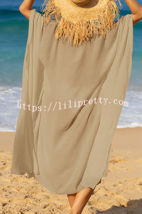 Rustic V Neck Button Down Cover Up