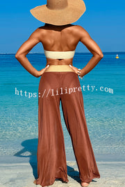 Solid Color Loose Metal Buckle Beach Pants