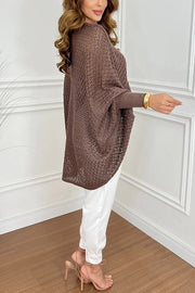 Fashion Hollow Long Sleeve Loose V-neck Knitted Sweater