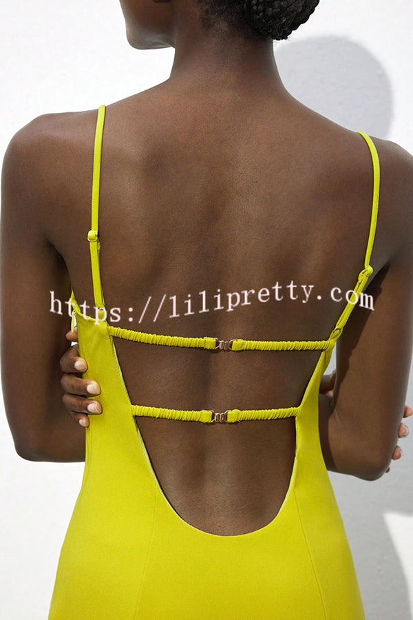 Sexy Hollow Strap Backless Slim Midi Dress