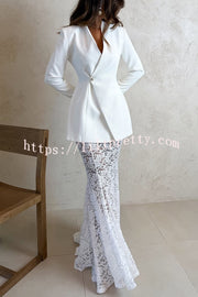 Poetic Muse Stand V-neck Rhinestone Button Up Long Sleeve Blazer