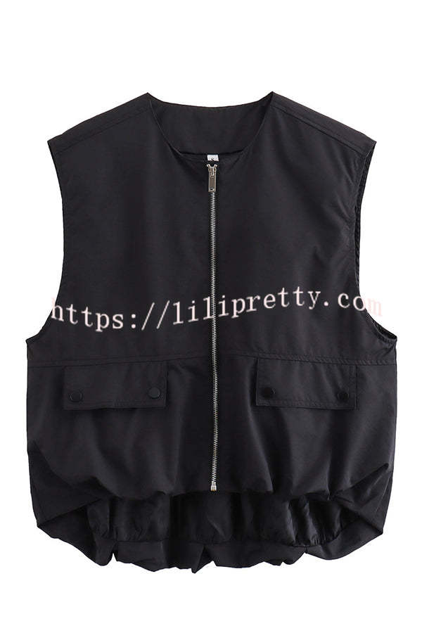 Fashionable Loose Sleeveless Pocket Casual Vest