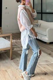 Solid Color V-neck Sleeveless Casual Loose Vest