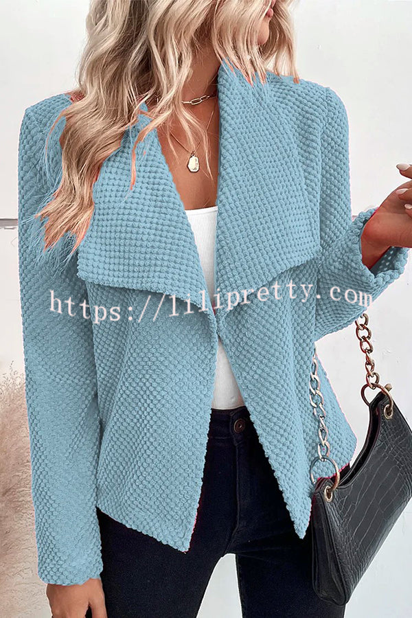 Lilipretty Lapel Solid Color Long Sleeve Buttonless Coat