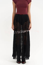 Sweet Festival Unique Lace Elastic Waist A-line Maxi Dress