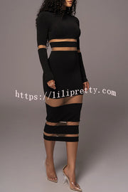 Lilipretty Noir The One High Neck Long Sleeve Midi Dress