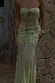Fashion Lace Splicing Sexy Sleeveless Off-shoulder Slim Maxi Dress