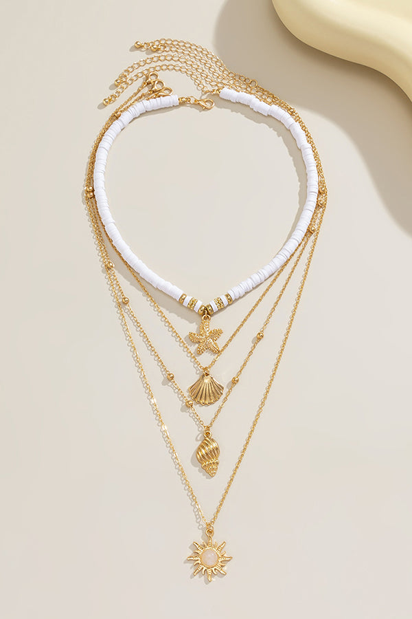 Bohemian Imitation Pearl Shell Multi-layered Necklace