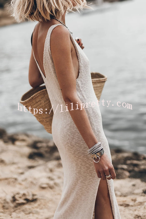 Lilipretty® Vacation Breeze Knit Slit Loose Tank Midi Dress