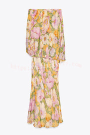 Floral Print Off-the-shoulder Irregular Loose Maxi Dress