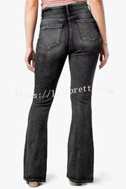 Vintage Side Button Pocket Mid-rise Flared Jeans