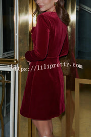 Sweet Expectations Velvet Bow Detail Square Neck Long Sleeve Mini Dress