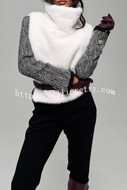 Warm and Stylish Shaggy Eco-fur Stand Collar Side Slit Vest