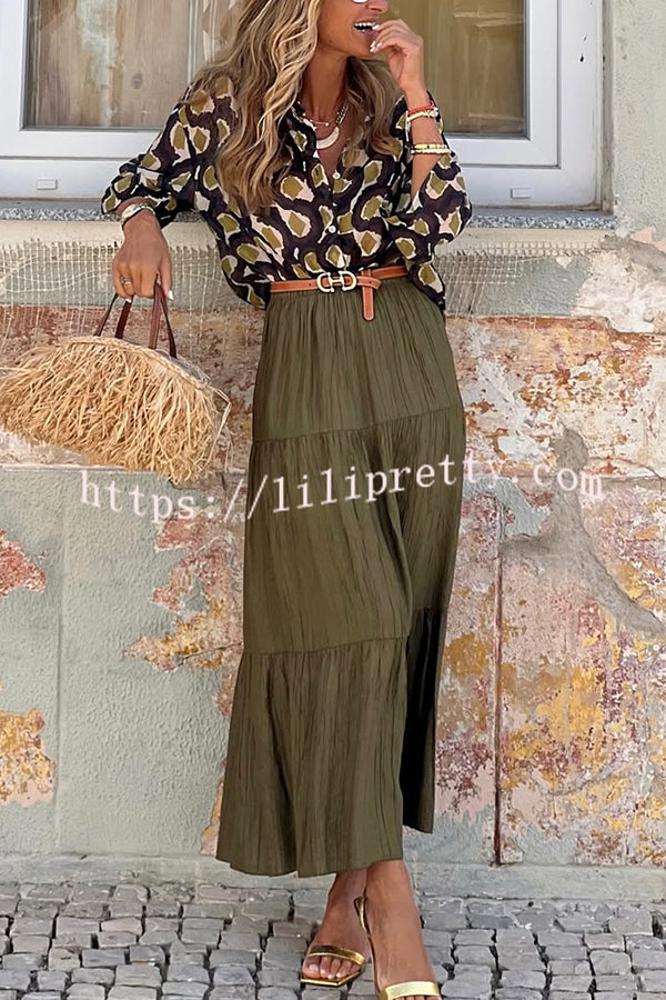 Solid Color Splicing Casual Vacation Maxi Skirt