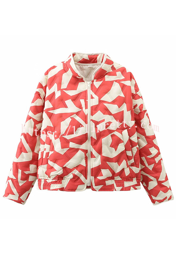 Chrissa Unique Printed Casual Long Sleeve Pocket Cotton Jacket