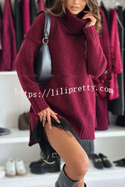 Breezy City Knit Turtleneck Long Sleeve Relaxed Sweater