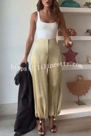 City Phantom Satin High Rise Pocket Aladdin Bloomers Pants